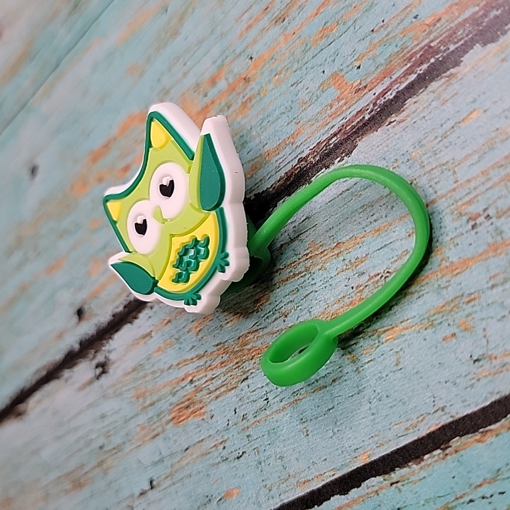 Green Owl Straw Topper - Picture 5 of 5